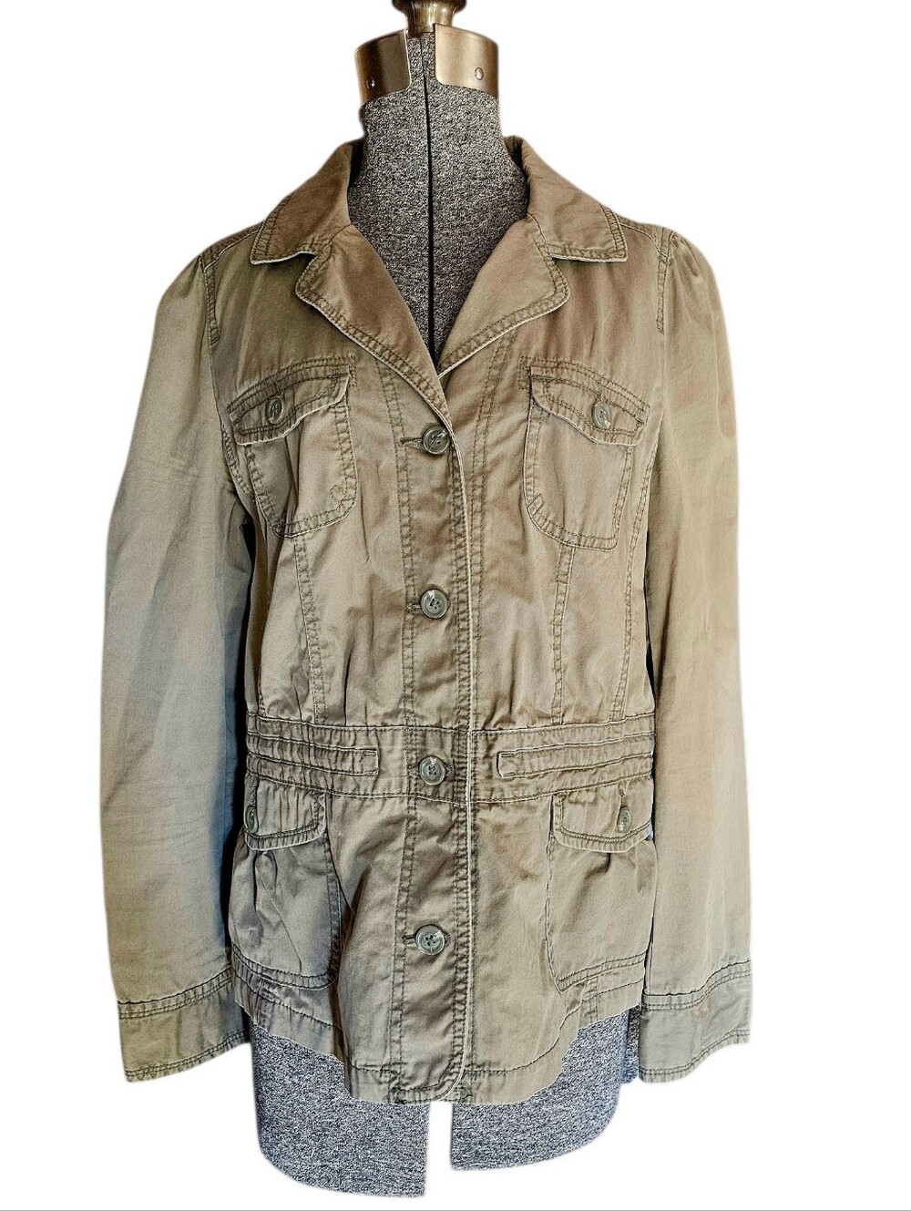 St. John's Bay Olive Utility Jacket with Waist Detail